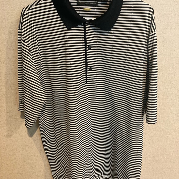 Greg Norman Collection Black and White Striped Polo XL Mens - Picture 1 of 3